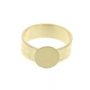 Bague striée réglable avec plateau pour cabochon 10 mm - Doré à l'or fin x1
