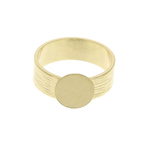 Bague striée réglable avec plateau pour cabochon 10 mm - Doré à l'or fin x1