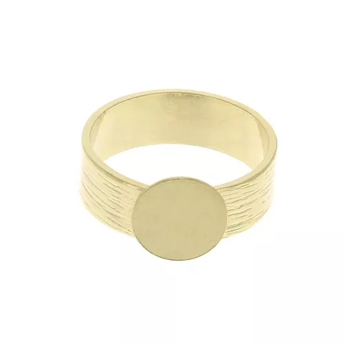 Bague striée réglable avec plateau pour cabochon 10 mm - Doré à l'or fin x1