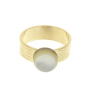 Bague striée réglable avec plateau pour cabochon 10 mm - Doré à l'or fin x1