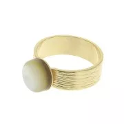 Bague striée réglable avec plateau pour cabochon 10 mm - Doré à l'or fin x1