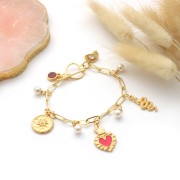 Fermoir T coeur 15 mm doré à l'or fin x1