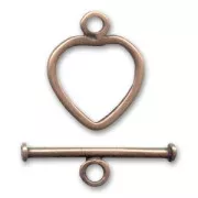 Fermoir T coeur 15 mm cuivré vieilli x1