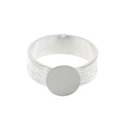 Bague striée réglable avec plateau pour cabochon 10 mm - Placage argent fin x1|raw }}