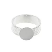 Bague striée réglable avec plateau pour cabochon 10 mm - Placage argent fin x1