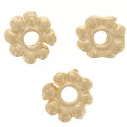 Perles rondelles fleur 6 mm Doré à l'or fin x10