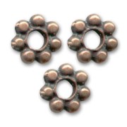 Perles rondelles fleur 6 mm - Cuivré vieilli x10