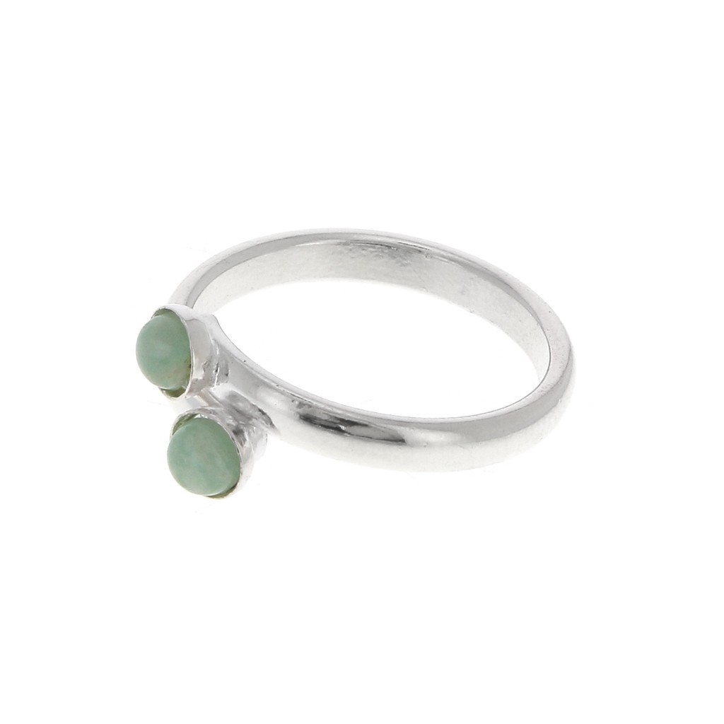 Bague En Argent Massif Avec Cabochon Vert - Taille Réglable à Partir Du 53 - Occasion, Belle Pièce