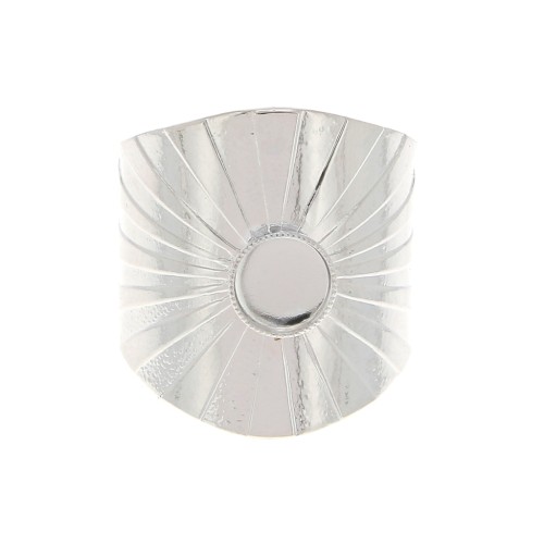 Bague large réglable serti pour cabochon à fond plat 6 mm - Placage argent fin x1