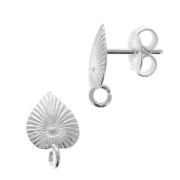 Clous d'oreilles feuille avec anneau ouvert 12x8 mm - Placage argent fin x2|raw }}