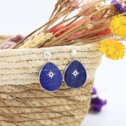 Clous d'oreilles feuille avec anneau ouvert 12x8 mm - Placage argent fin x2