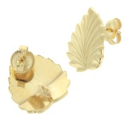 Clous d'oreilles feuille 17.5x15.5 mm avec anneau ouvert - Doré à l'or fin x2|raw }}