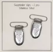 Set de 2 clips amovibles attache tétine/bretelle 38 mm - Acier inoxydable