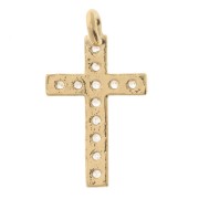 Breloque croix avec oxydes de Zirconium 11x7 mm - Doré à l'or fin x1