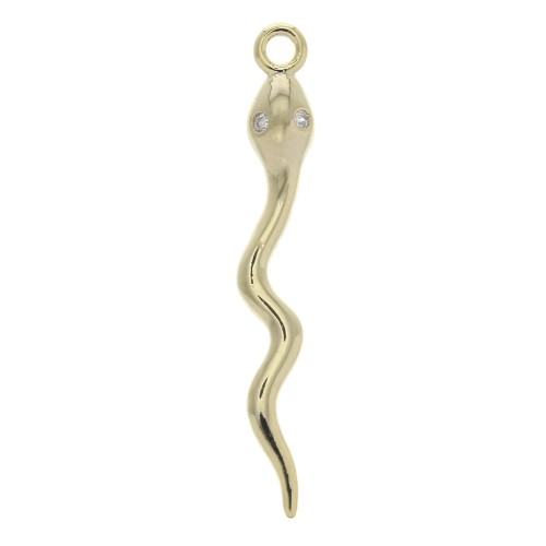 Pendentif serpent avec 2 oxydes de zirconium 28x3.3 mm Doré à l'or fin x1