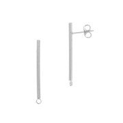 Clous d'oreilles barre avec anneau fermé 23x2 mm - Rhodié x2|raw }}