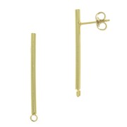 Clous d'oreilles barre avec anneau fermé 33x2 mm - Doré à l'or fin x2