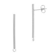 Clous d'oreilles barre avec anneau fermé 33x2 mm - Rhodié x2|raw }}