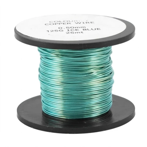 Fil de cuivre 0.50 mm Bleu Glacier x 25 m