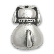 Pendentif chien de dos 28 mm Placage Argent fin vieilli x1|raw }}