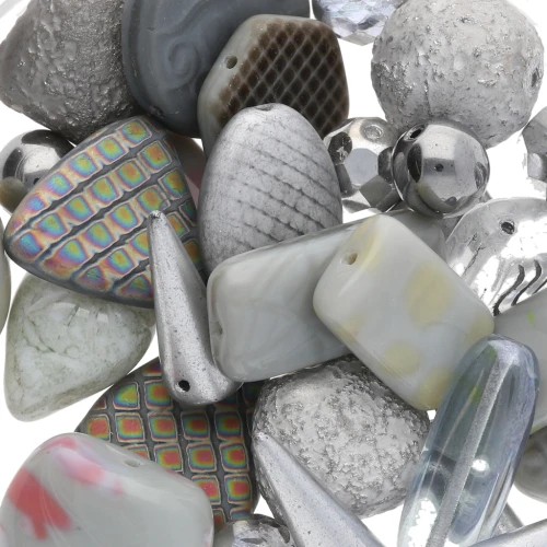 Assortiment de perles de bohème - Metallic Grey x50g