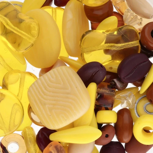 Assortiment de perles de bohème - Jaune x50g