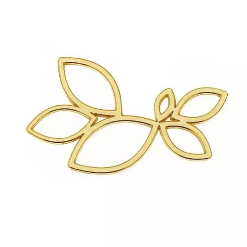 Intercalaire - pendentif feuilles ajourées 22x14mm - Argent 925 Doré à l'or fin x1