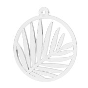 Pendentif rond feuille de palmier ajourée 20x18 mm - Argent 925 x1|raw }}