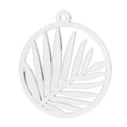 Pendentif rond feuille de palmier ajourée 20x18 mm - Argent 925 x1