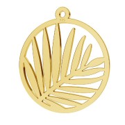 Pendentif rond feuille de palmier ajourée 18 mm - Argent 925 Doré à l'or fin x1|raw }}