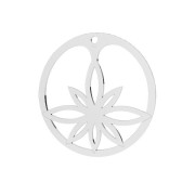 Pendentif rond fleur de lotus ajourée 30 mm - Argent 925 x1|raw }}