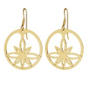 Pendentif rond fleur de lotus ajourée 30 mm - Argent 925 Doré à l'or fin x1