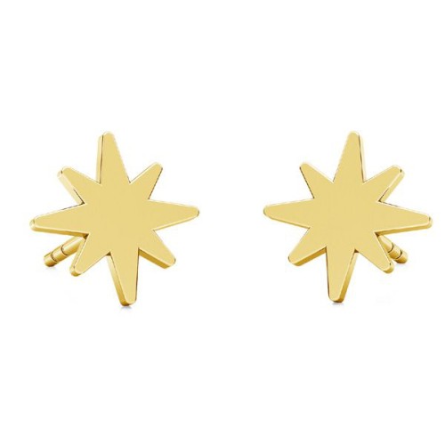 Boucles d'oreilles étoiles du nord 8 mm en Argent 925 Doré à l'or fin x2