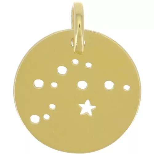 Pendentif constellation Verseau 18 mm - Argent 925 Doré x1