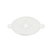 Intercalaire ovale motif étoile - résine époxy Blanc - 19x11 mm - Argent 925 x1|raw }}