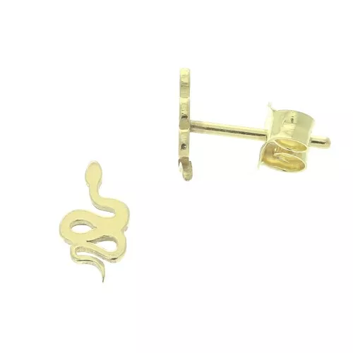 Boucles d'oreilles serpent 9x5 mm en Argent 925 Doré x2
