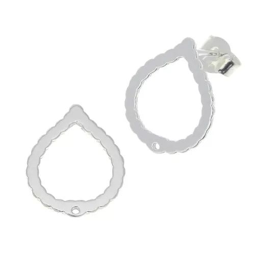 Clous d'oreilles gouttes avec un trou 16x13 mm en Argent 925 x2