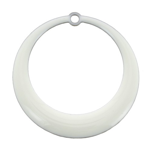 Pendentifs ronds évidés en résine époxy 28 mm - Blanc x4