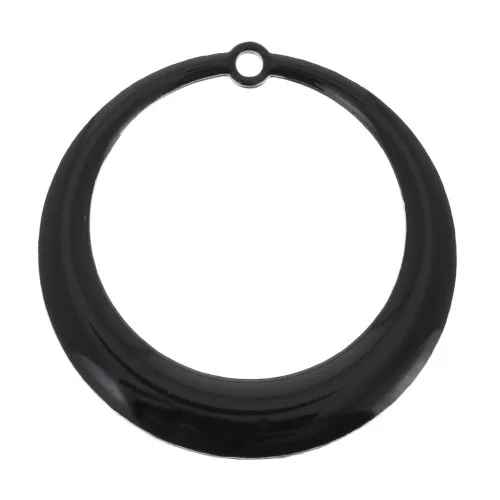 Pendentifs ronds évidés en résine époxy 28 mm - Noir x4