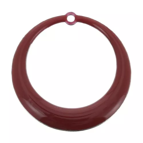 Pendentifs ronds évidés en résine époxy 28 mm - Rouge foncé x4