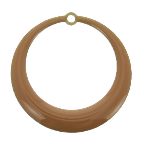 Pendentifs ronds évidés en résine époxy 28 mm - Moutarde x4