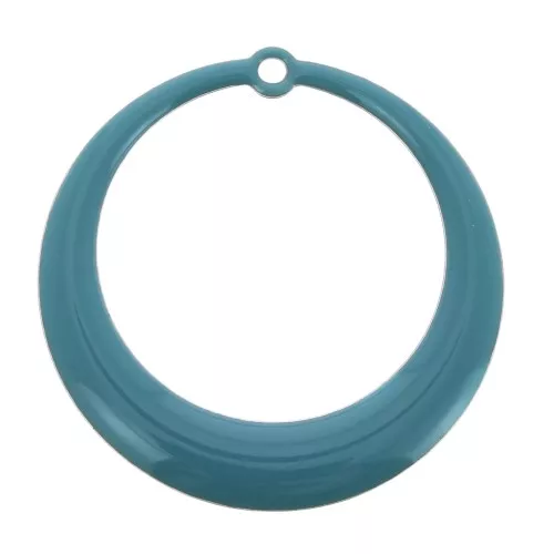 Pendentifs ronds évidés en résine époxy 28 mm - Turquoise x4