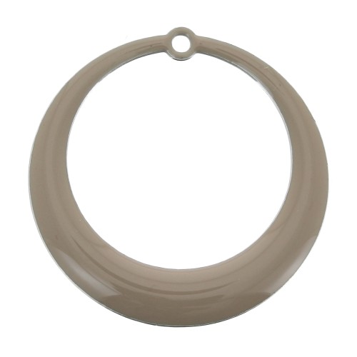 Pendentifs ronds évidés en résine époxy 28 mm - Taupe x4