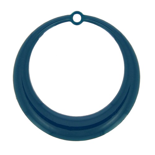 Pendentifs ronds évidés en résine époxy 28 mm - Bleu canard x4