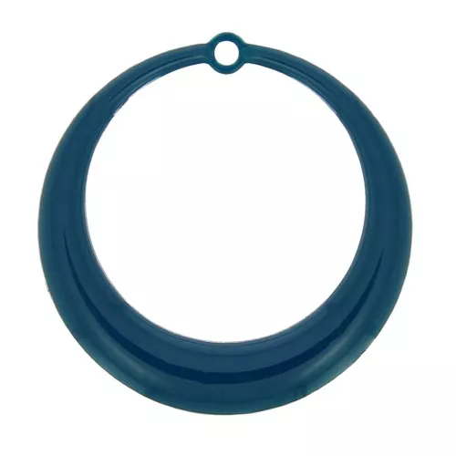 Pendentifs ronds évidés en résine époxy 28 mm - Bleu canard x4