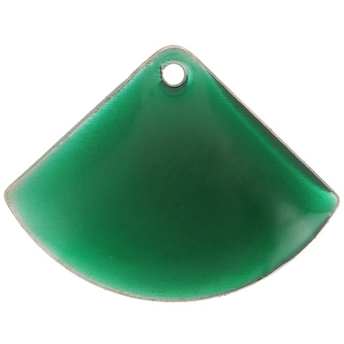 Sequins éventail en laiton et résine époxy 15x20 mm Vert sapin x4