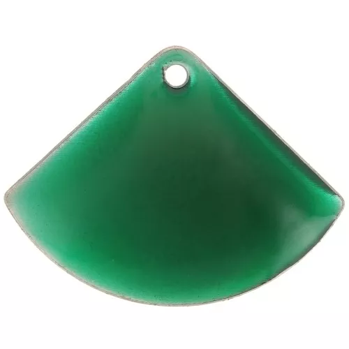 Sequins éventail en laiton et résine époxy 15x20 mm Vert sapin x4