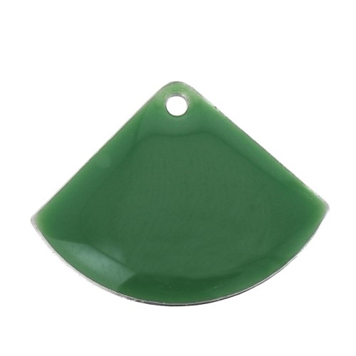Sequins éventail en laiton et résine époxy 15x20 mm Vert x4