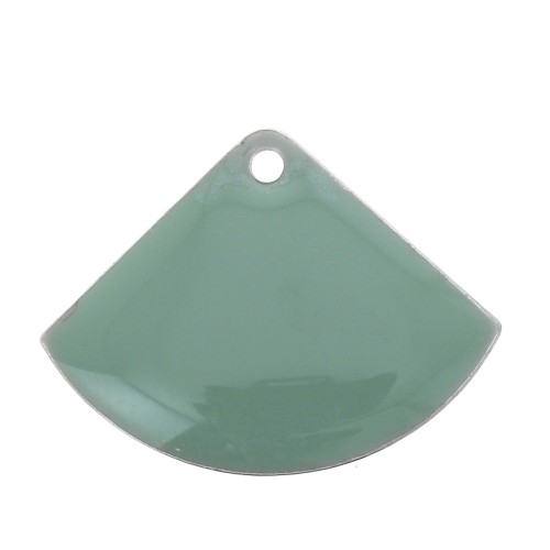 Sequins éventail en laiton et résine époxy 15x20 mm Vert d'eau x4