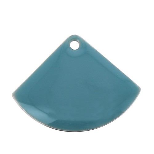 Sequins éventail en laiton et résine époxy 15x20 mm Turquoise x4